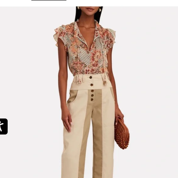 MISA Los Angeles Basia Ruffled Floral Chiffon Top Multi Colored Size Small NWT - Picture 5 of 12